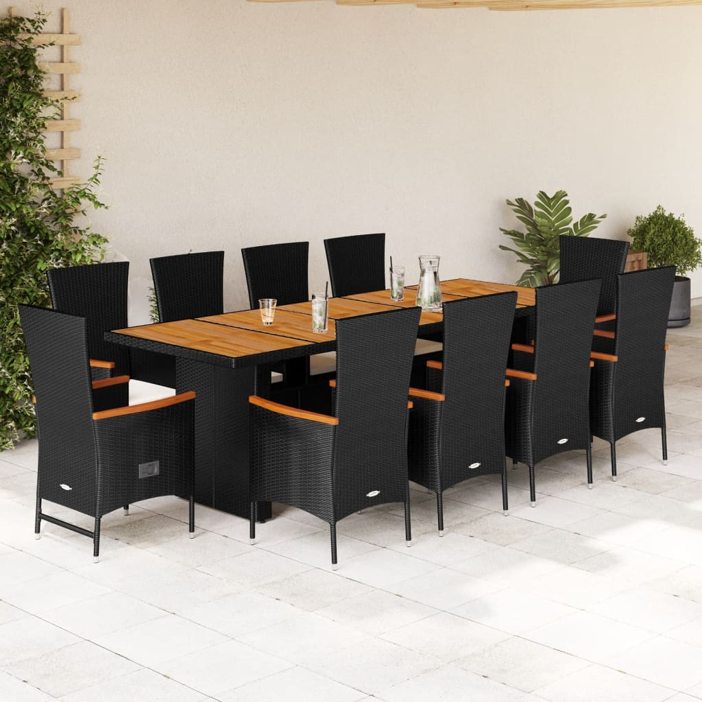 11-Delige Tuinset Met Kussens Poly Rattan Zwart 10