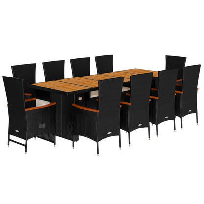 11-Delige Tuinset Met Kussens Poly Rattan Zwart 10