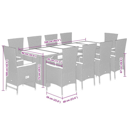 11-Delige Tuinset Met Kussens Poly Rattan Zwart 10
