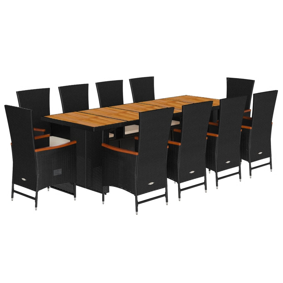 11-Delige Tuinset Met Kussens Poly Rattan Zwart 10