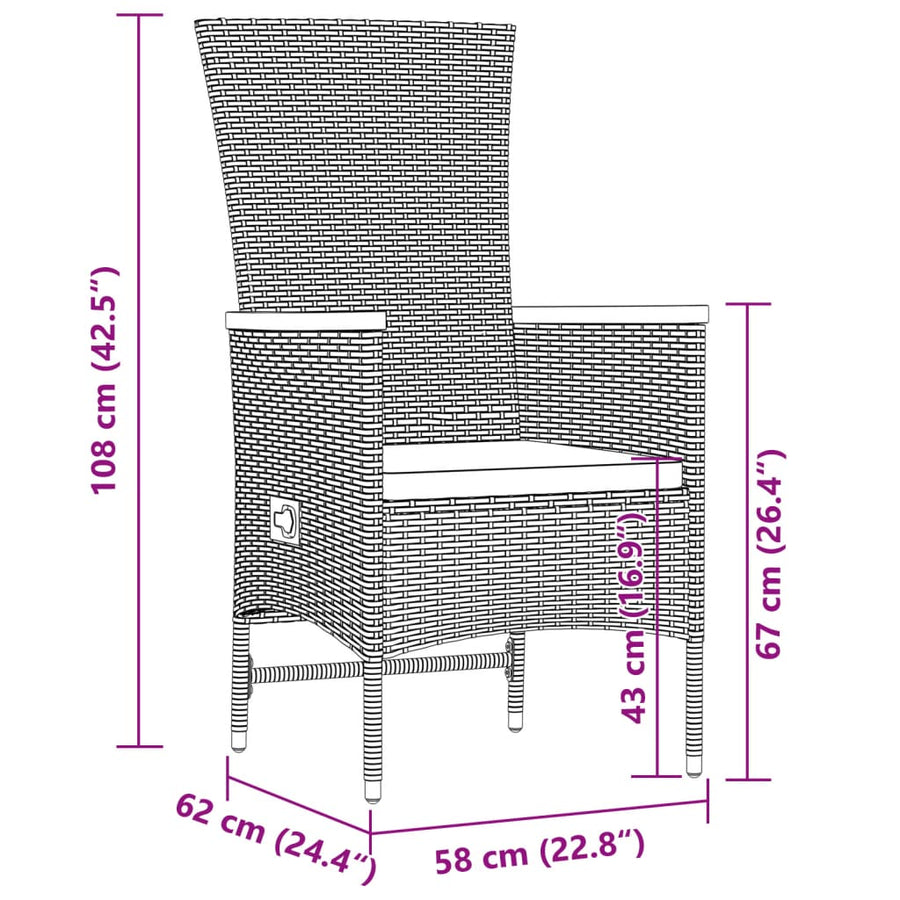 11-Delige Tuinset Met Kussens Poly Rattan Zwart 10