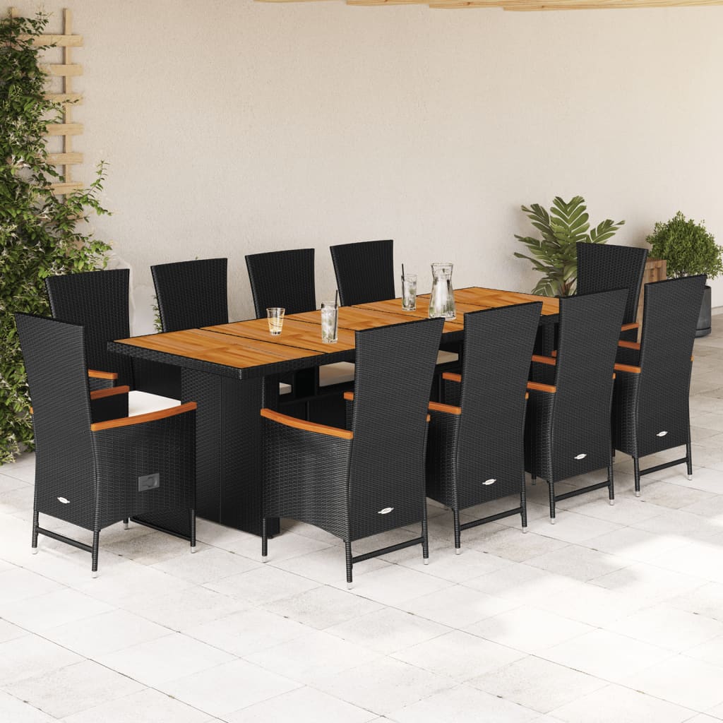 11-Delige Tuinset Met Kussens Poly Rattan Zwart 10