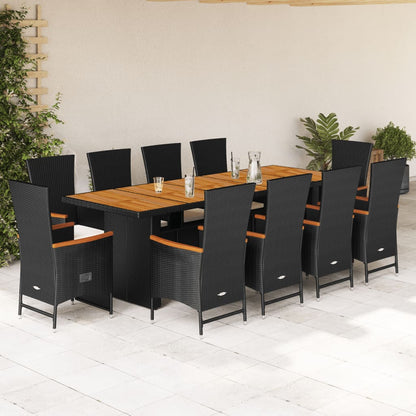 11-Delige Tuinset Met Kussens Poly Rattan Zwart 10