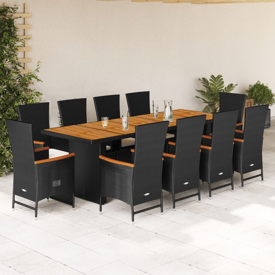 11-Delige Tuinset Met Kussens Poly Rattan Zwart 10