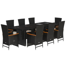 9-delige Tuinset poly rattan zwart