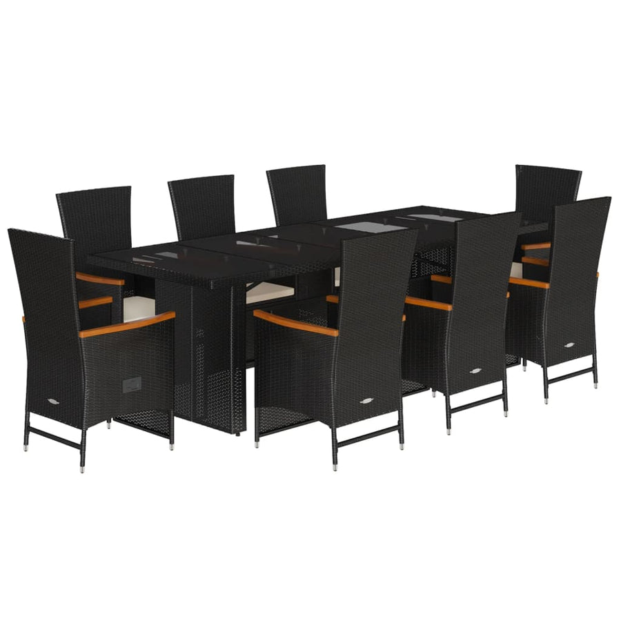 9-delige Tuinset poly rattan zwart