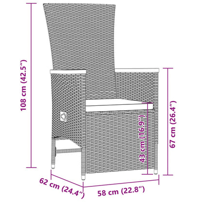 11-delige Tuinset met kussens poly rattan zwart