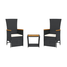 3-Delige Tuinset Met Kussens Poly Rattan Zwart