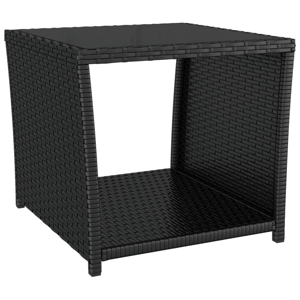 3-delige Tuinset met kussens poly rattan zwart