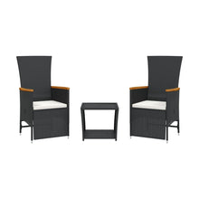 3-Delige Tuinset Met Kussens Poly Rattan Zwart