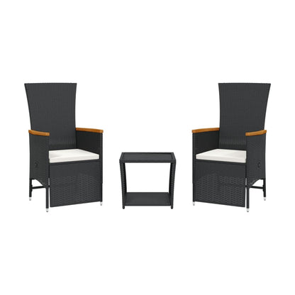 3-Delige Tuinset Met Kussens Poly Rattan Zwart