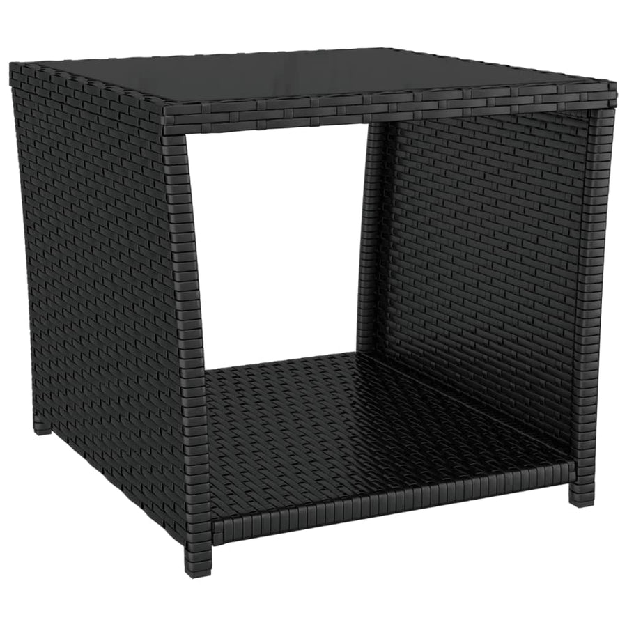 3-Delige Tuinset Met Kussens Poly Rattan Zwart