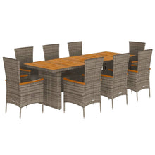 9-Delige Tuinset Met Kussens Poly Rattan Grijs 8