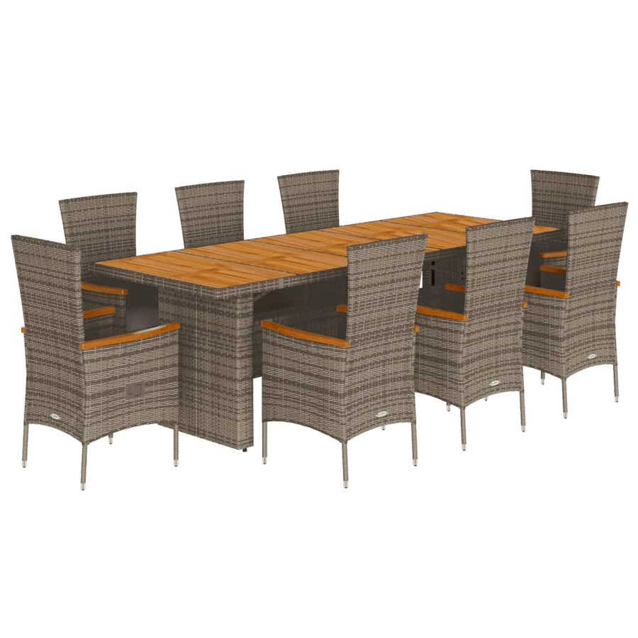 9-Delige Tuinset Met Kussens Poly Rattan Grijs 8