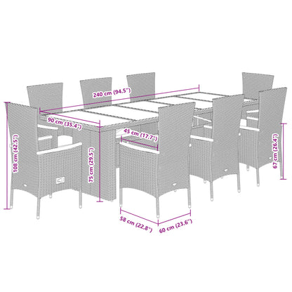 9-Delige Tuinset Met Kussens Poly Rattan Grijs 8