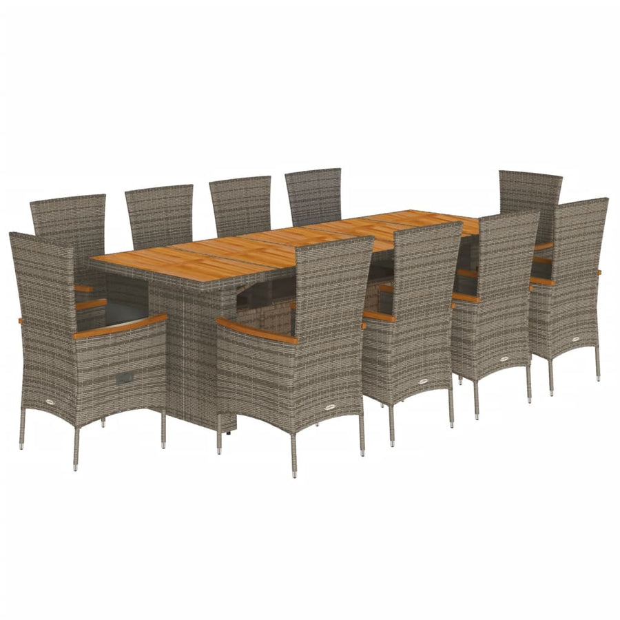 11-Delige Tuinset Met Kussens Poly Rattan Grijs 10