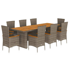 9-Delige Tuinset Met Kussens Poly Rattan Grijs 8
