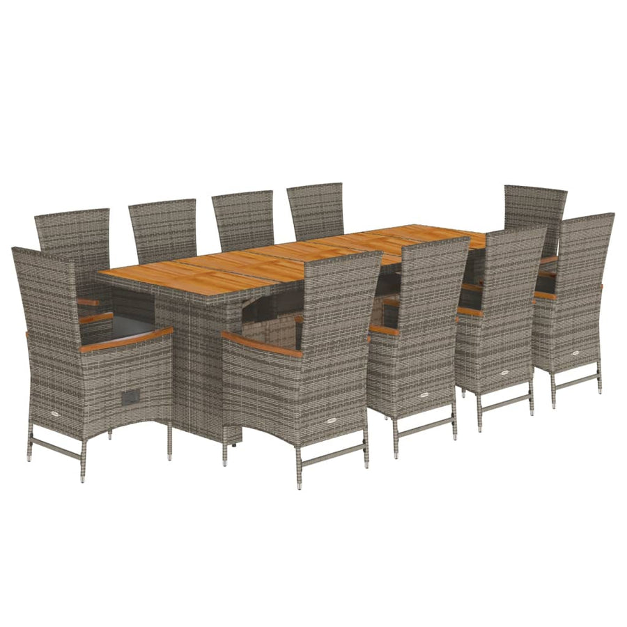 11-Delige Tuinset Met Kussens Poly Rattan Grijs 10