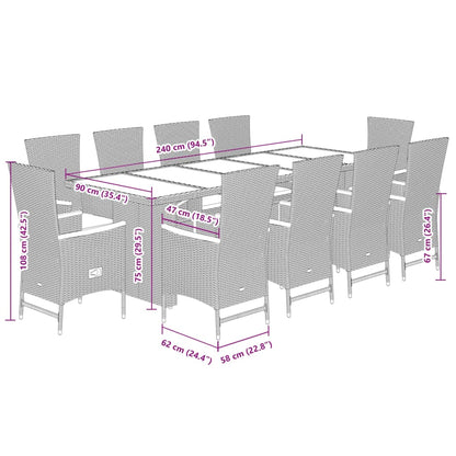 11-Delige Tuinset Met Kussens Poly Rattan Grijs 10