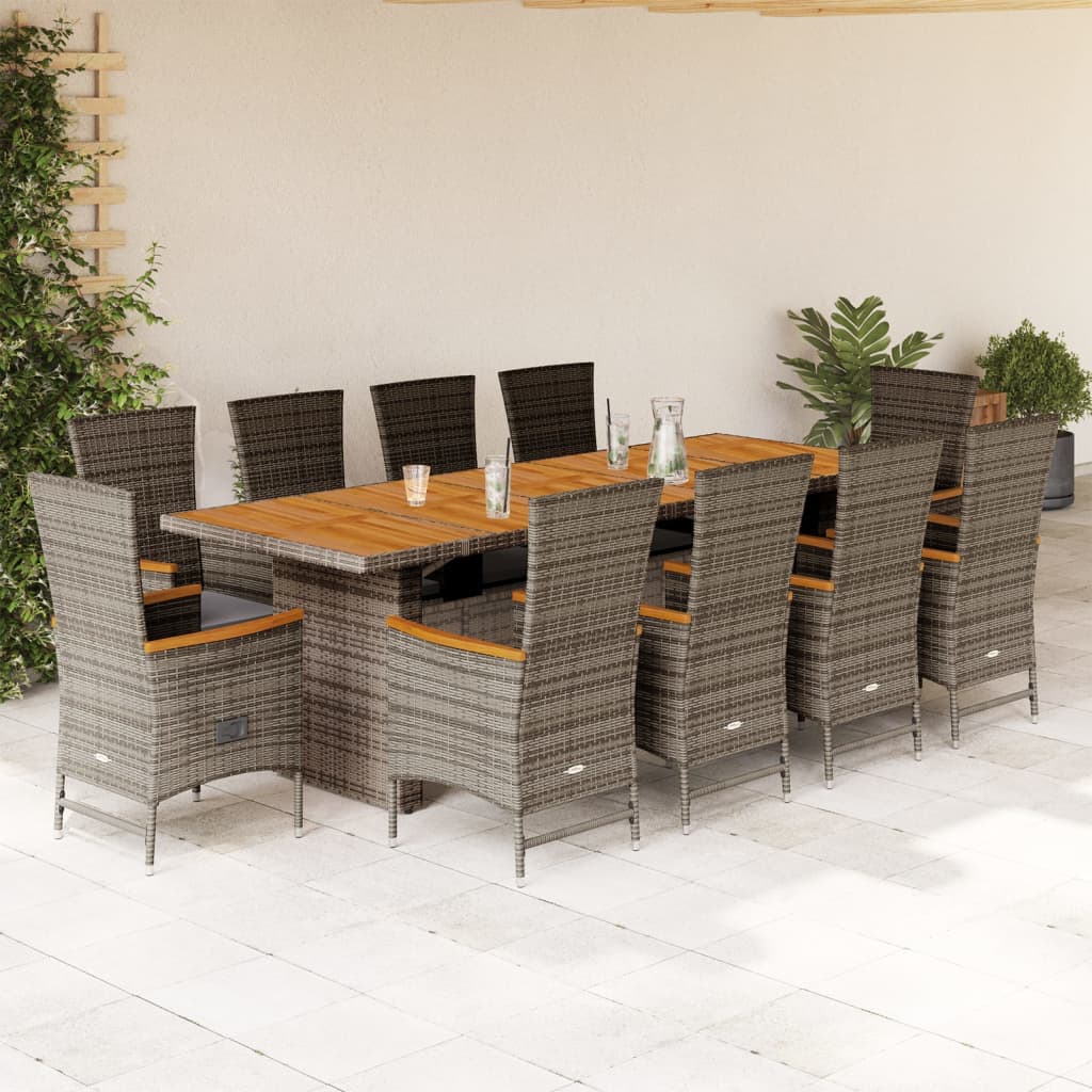 11-Delige Tuinset Met Kussens Poly Rattan Grijs 10