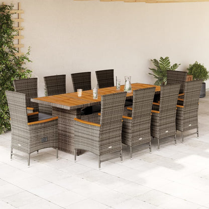 11-Delige Tuinset Met Kussens Poly Rattan Grijs 10