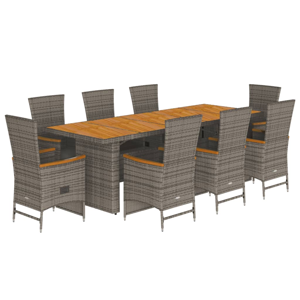 9-Delige Tuinset Met Kussens Poly Rattan Grijs 8
