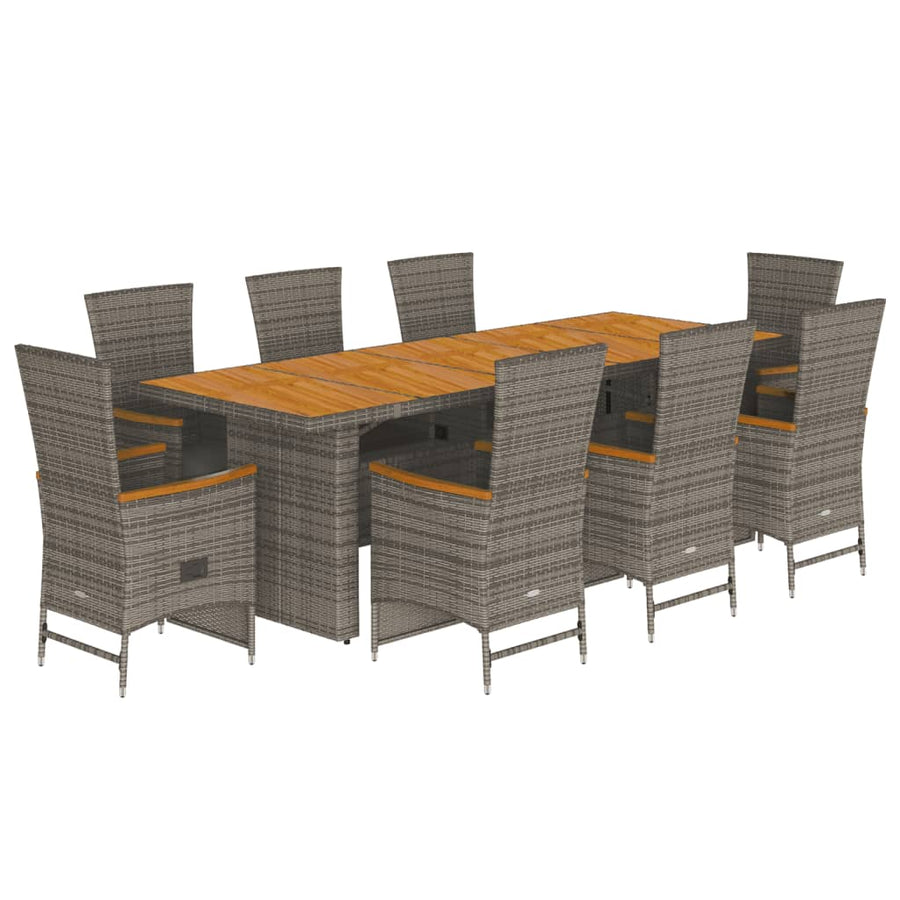 9-Delige Tuinset Met Kussens Poly Rattan Grijs 8