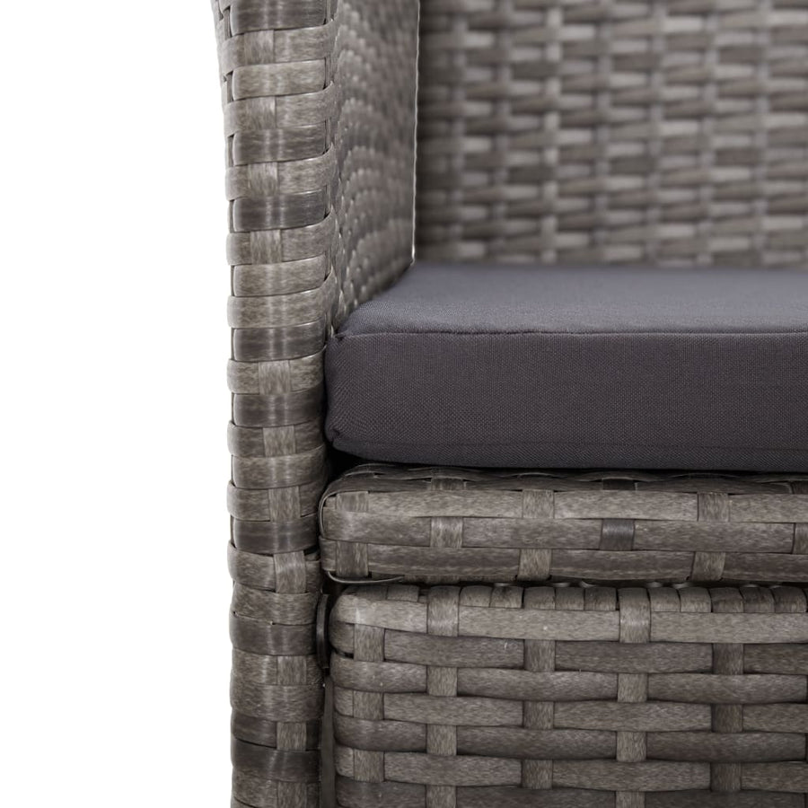 9-Delige Tuinset Met Kussens Poly Rattan Grijs 8