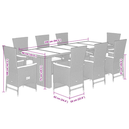 9-Delige Tuinset Met Kussens Poly Rattan Grijs 8
