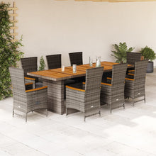 9-Delige Tuinset Met Kussens Poly Rattan Grijs 8