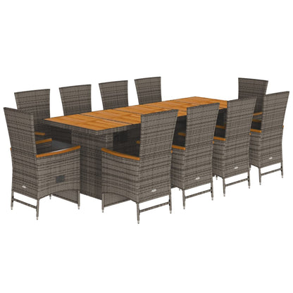 11-Delige Tuinset Met Kussens Poly Rattan Grijs 10