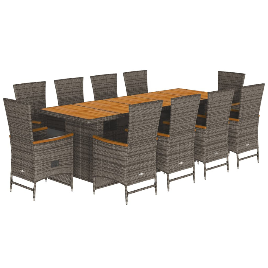 11-Delige Tuinset Met Kussens Poly Rattan Grijs 10