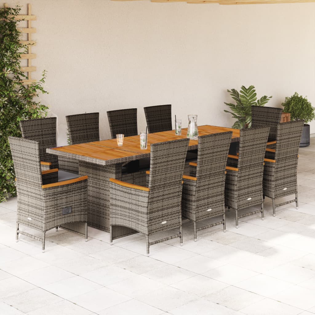 11-Delige Tuinset Met Kussens Poly Rattan Grijs 10