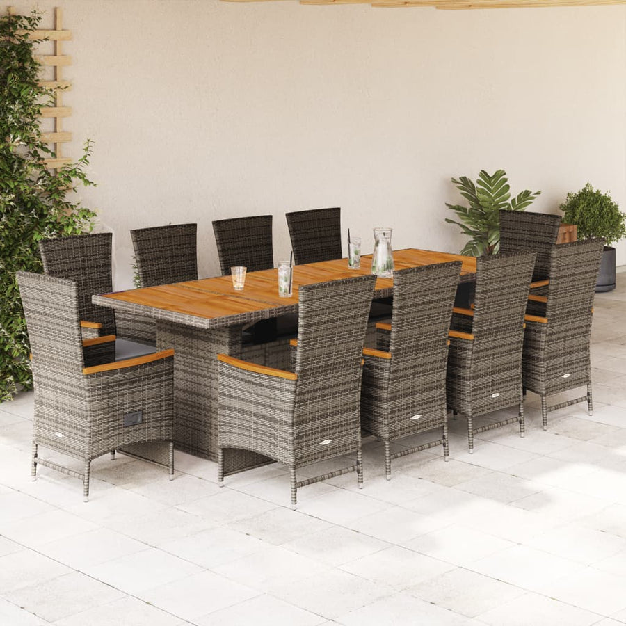 11-Delige Tuinset Met Kussens Poly Rattan Grijs 10