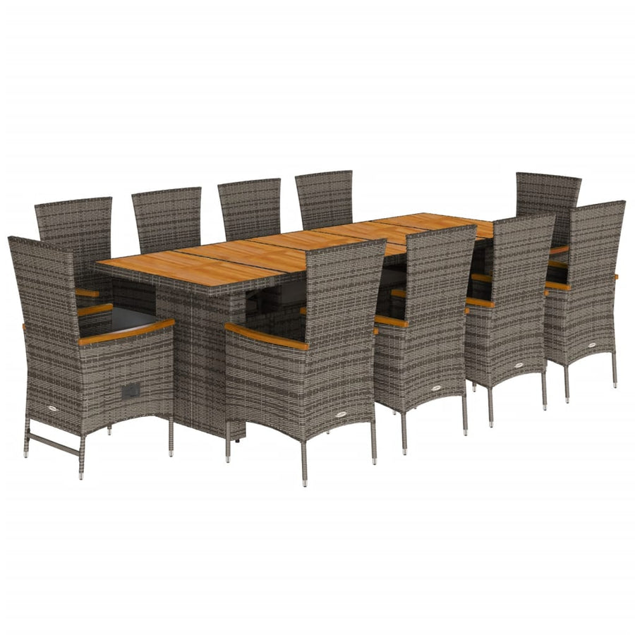 11-Delige Tuinset Met Kussens Poly Rattan Grijs 10
