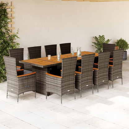 11-Delige Tuinset Met Kussens Poly Rattan Grijs 10