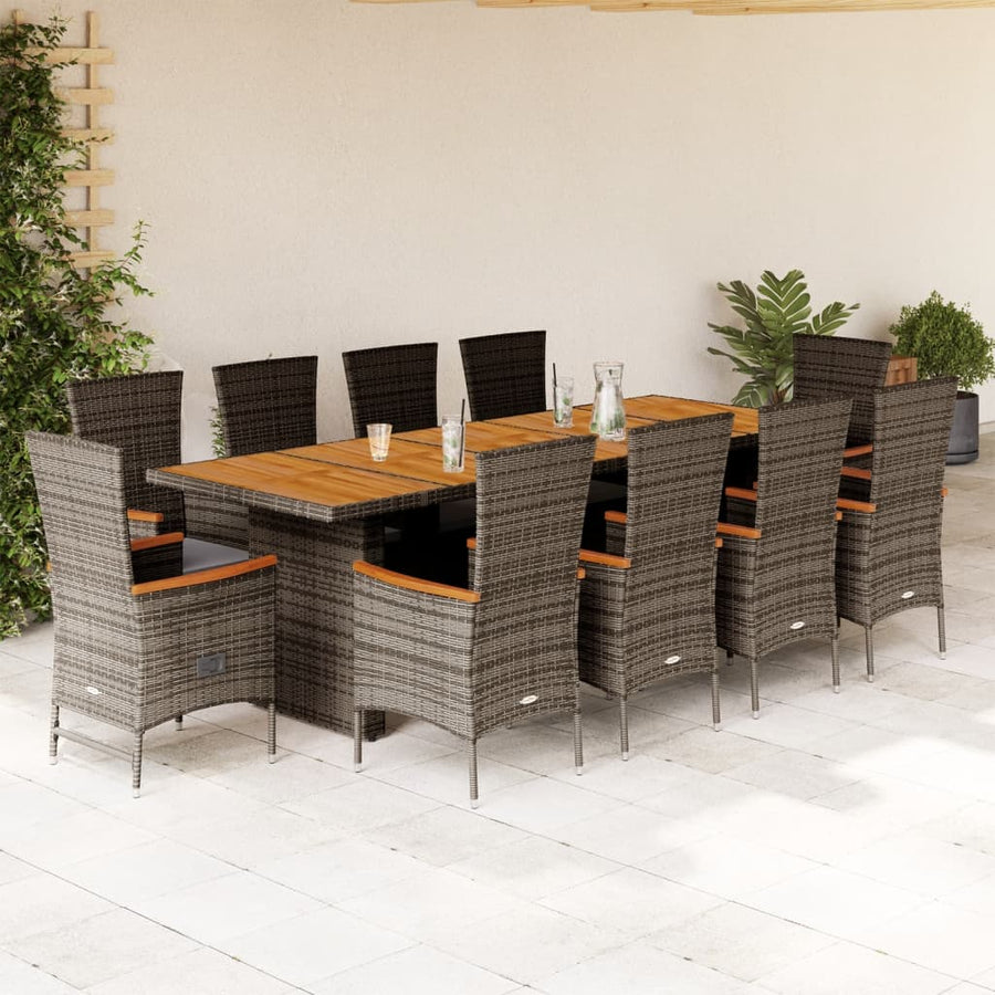 11-Delige Tuinset Met Kussens Poly Rattan Grijs 10