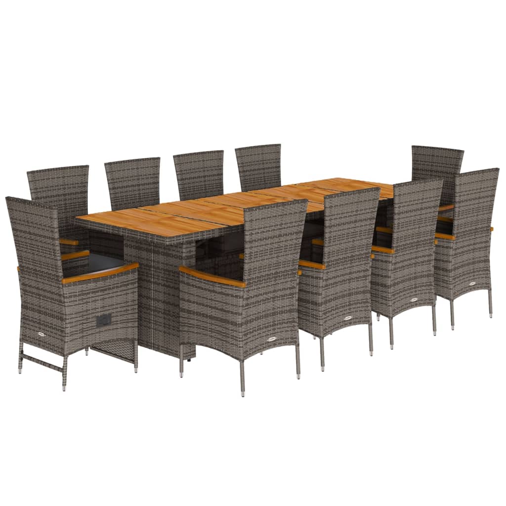 11-Delige Tuinset Met Kussens Poly Rattan Grijs 10