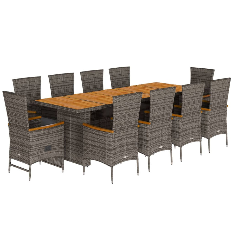 11-Delige Tuinset Met Kussens Poly Rattan Grijs 10