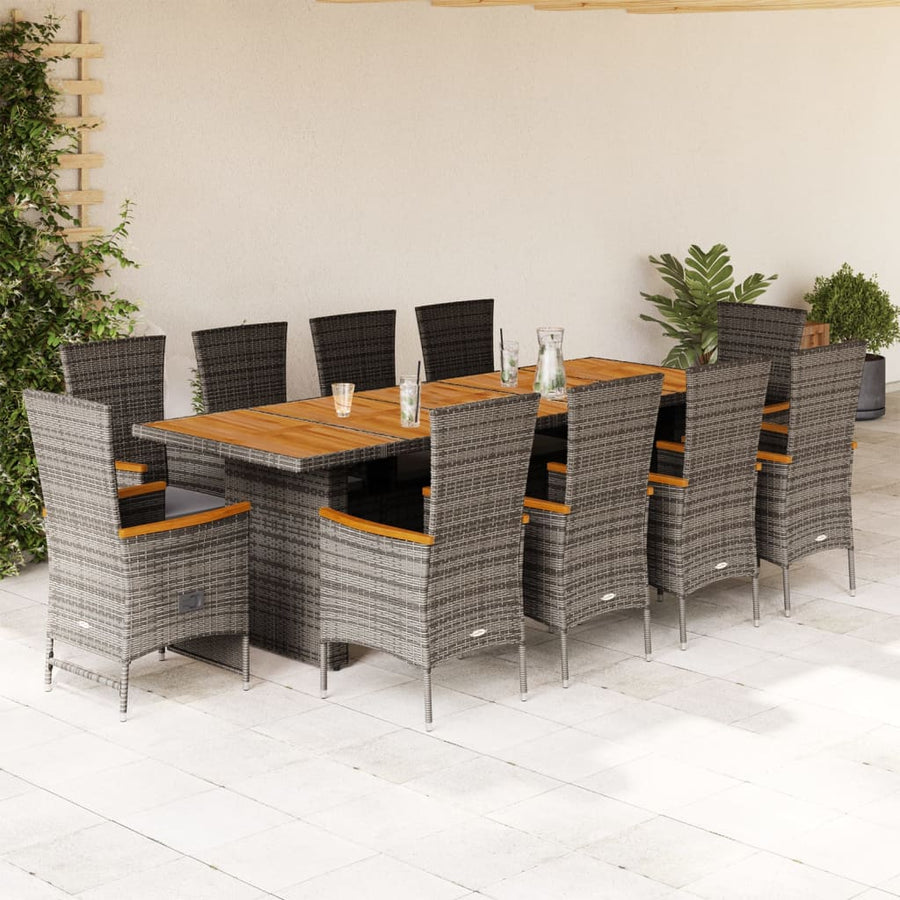 11-Delige Tuinset Met Kussens Poly Rattan Grijs 10