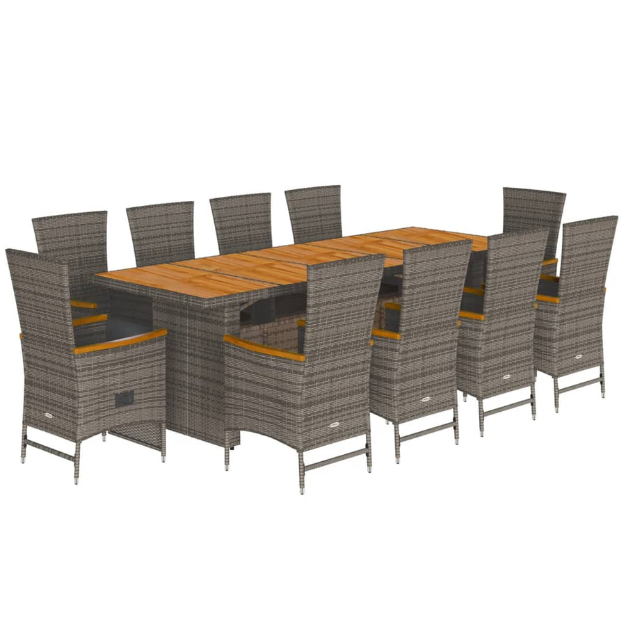 11-Delige Tuinset Met Kussens Poly Rattan Grijs 10
