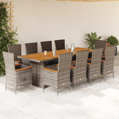 11-Delige Tuinset Met Kussens Poly Rattan Grijs 10