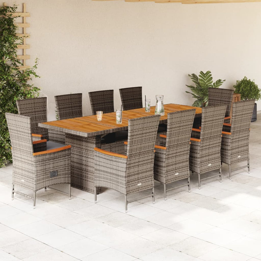11-Delige Tuinset Met Kussens Poly Rattan Grijs 10