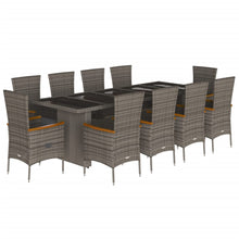 11-delige Tuinset met kussens poly rattan grijs