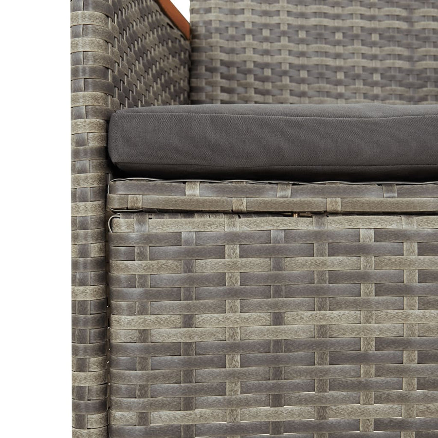 11-delige Tuinset met kussens poly rattan grijs