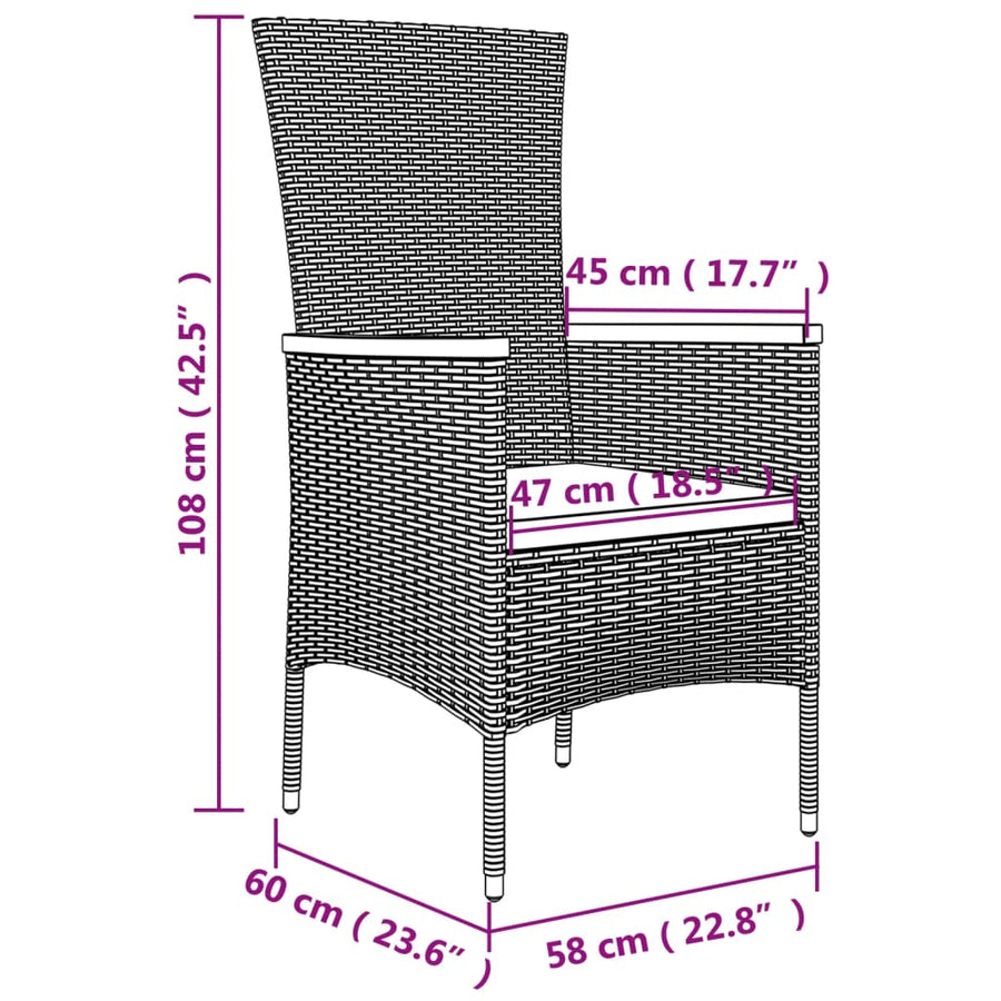 11-delige Tuinset met kussens poly rattan grijs