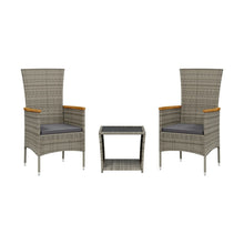 3-Delige Tuinset Met Kussens Poly Rattan Grijs