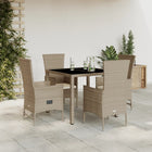 5-piece Garden Set with Cushions, Poly Rattan, Beige