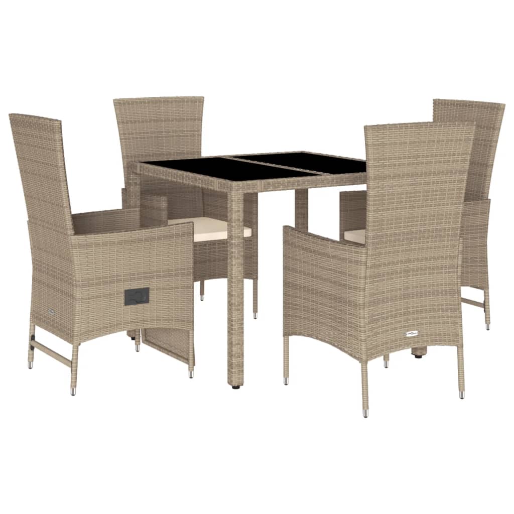 5-Delige Tuinset Met Kussens Poly Rattan Beige