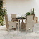 Tuinset 5-delig poly rattan beige met kussens